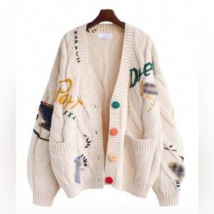 Colorful Button Cream Cardigan